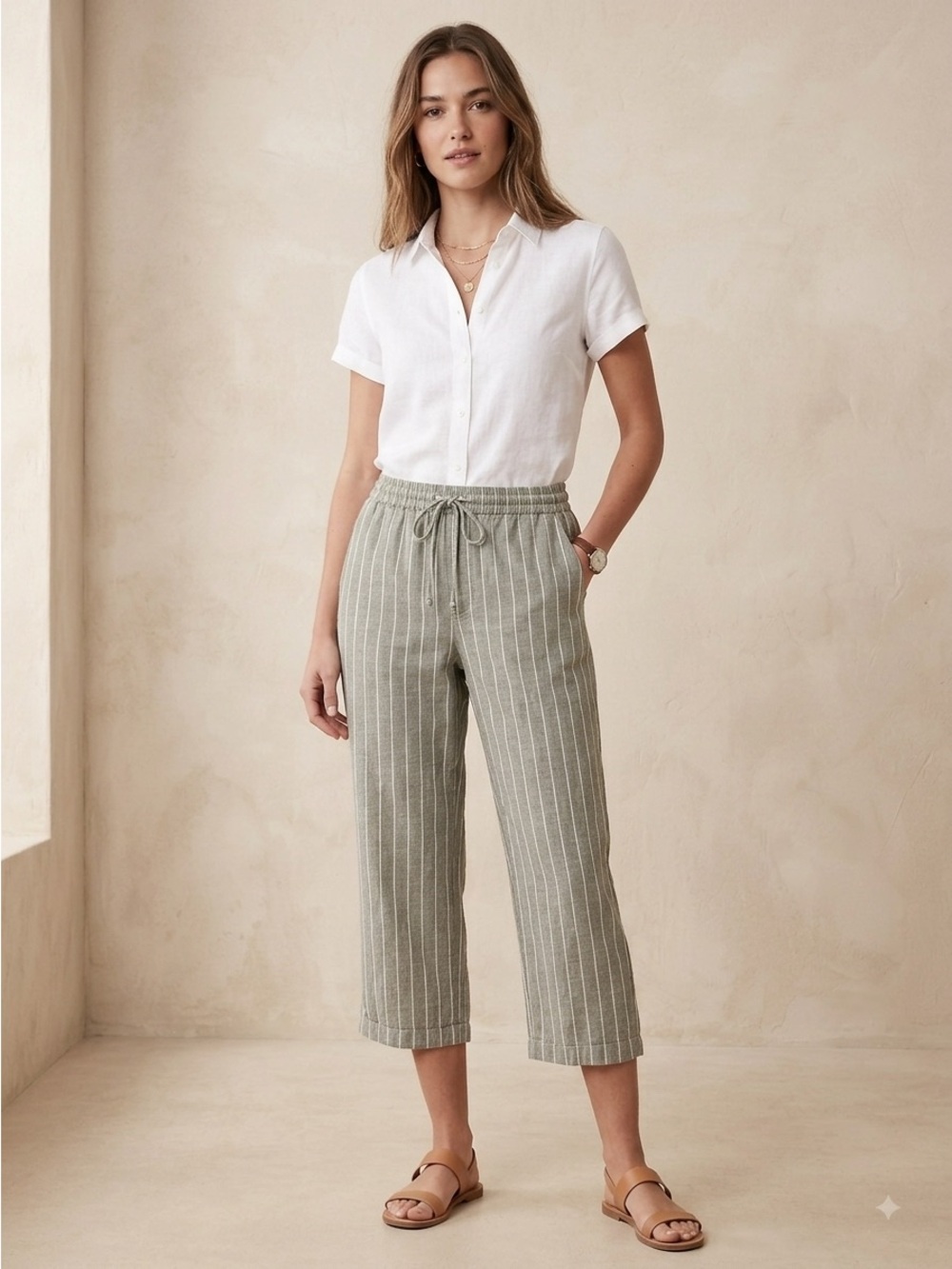 Beach Lunch Lounge "Margot" cropped linen pants size XL